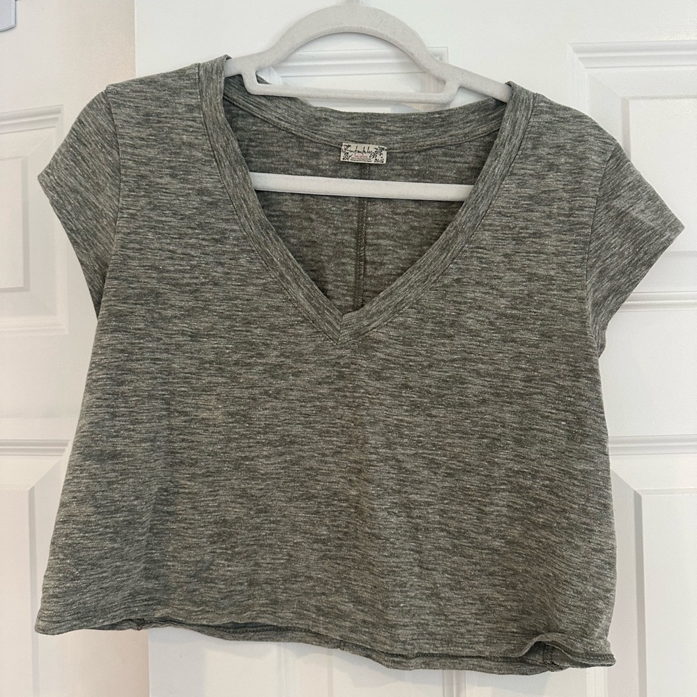 Free People Movement heather grey V-neck t shirt size S